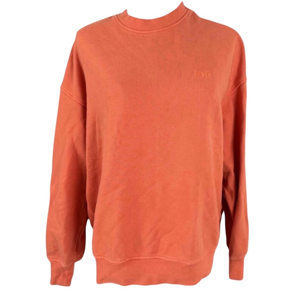 Levis Orange Oversized Crewneck Sweatshirt Embroidered Retro 80s Athleisure XS